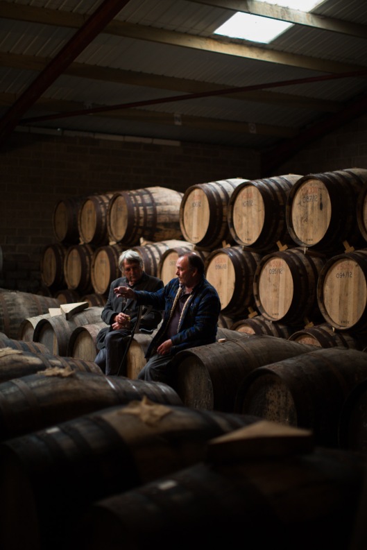 The Somerset Distillery - Julian Temperley (left) and Tim Edwards in the bonded warehouse